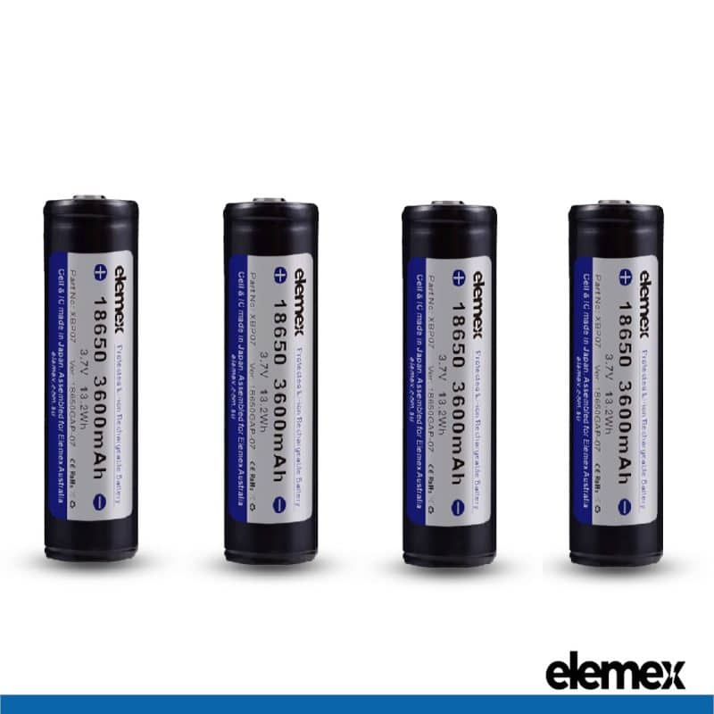 4x 18650 Batteries Protected 3600mAh - Elemex