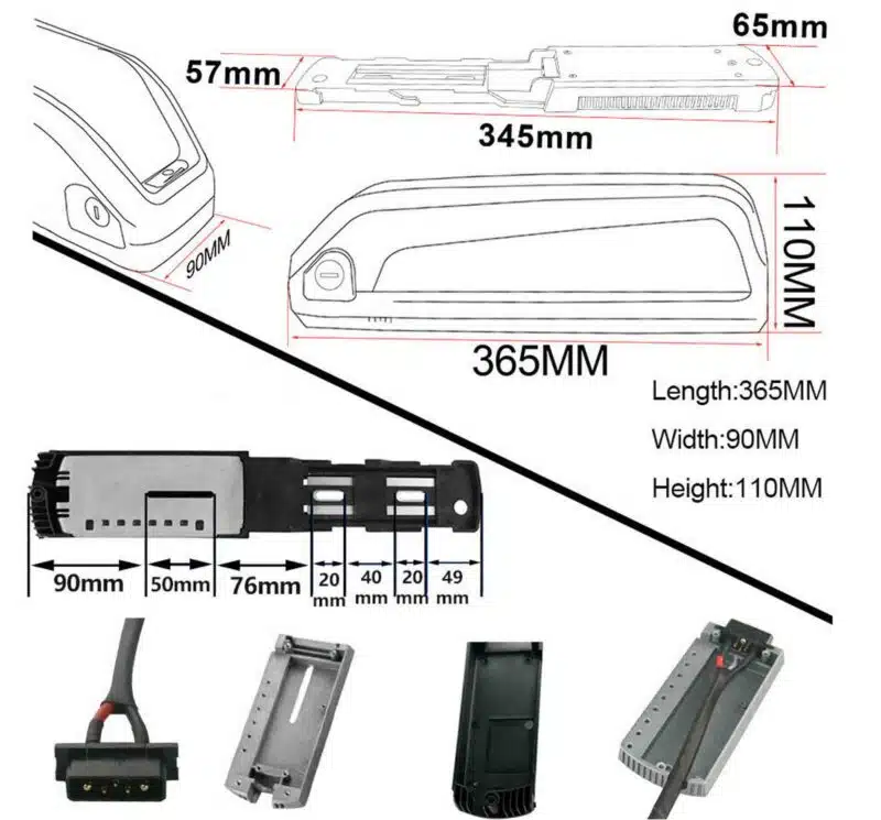 Downtube E-Bike Hailong Battery Pack (Dimensions) Downtube E-Bike Hailong Battery Pack (Dimensions)