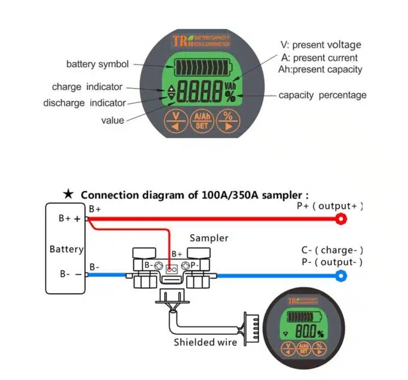 Shunt Battery Monitor Management System 80V 350A Caravan RV Motorhome DIY