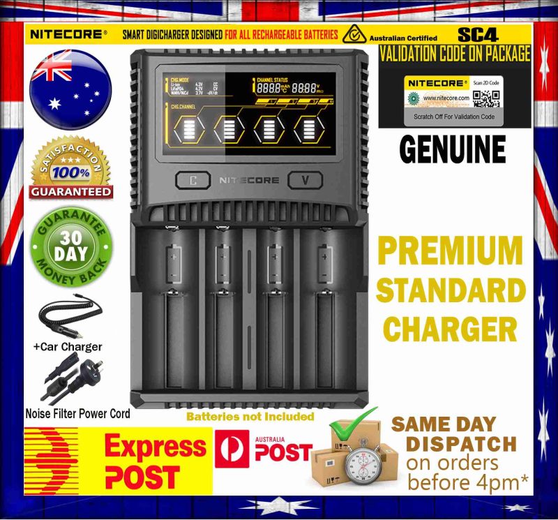 Nitecore SC4 Charger + Car Charger