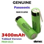 Panasonic NCR18650B 2500mAh Solder TABBED Battery Elemex