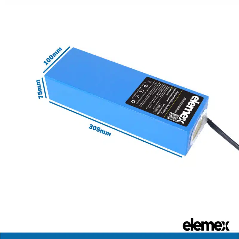 48V 20Ah Rectangle eBike Battery Dimension - Elemex