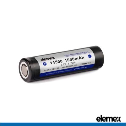 14500 Lithium Battery 1000mAh Flat Top Front - Elemex
