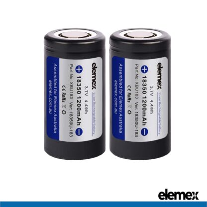 18350 Lithium Battery Flat Top Pack of 2 - Elemex