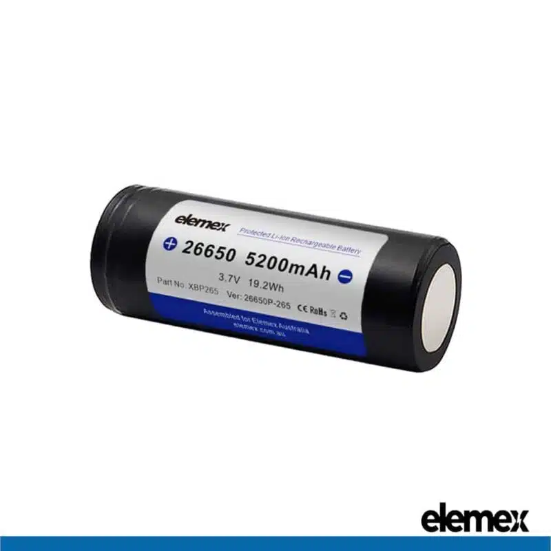 26650 Lithium Battery 5200mAh Protected Back - Elemex