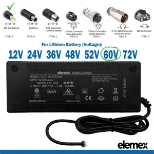 eBike Chargers 60V - 55-2.1mm - Elemex