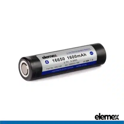 16650 Lithium Battery 1600mAh Flat Top Front - Elemex