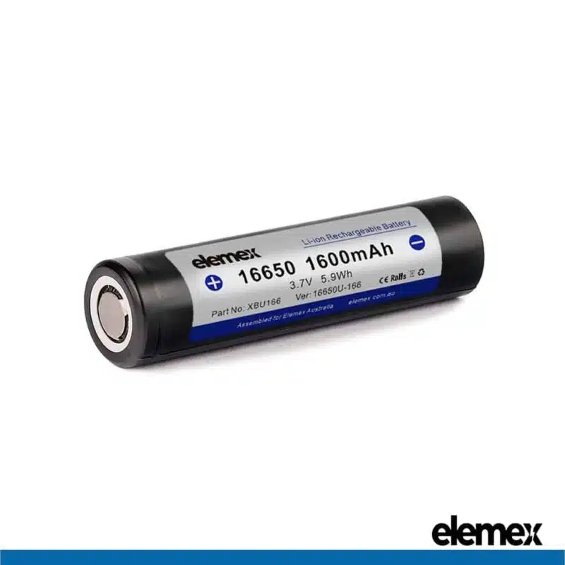 16650 Lithium Battery 1600mAh Flat Top Front - Elemex