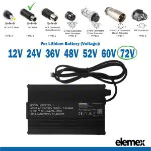 eBike Chargers 72V 2A - DC 8mm Connector - Elemex