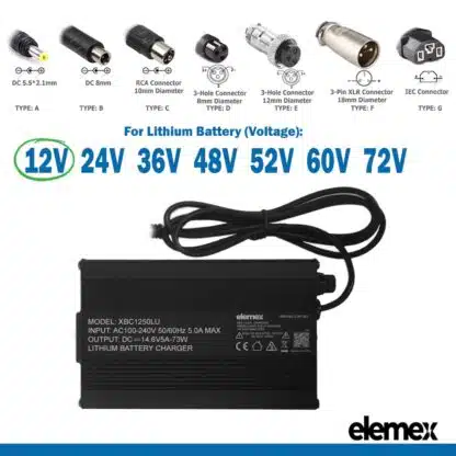 12 Volt Lithium Battery Charger 5Ah - Elemex