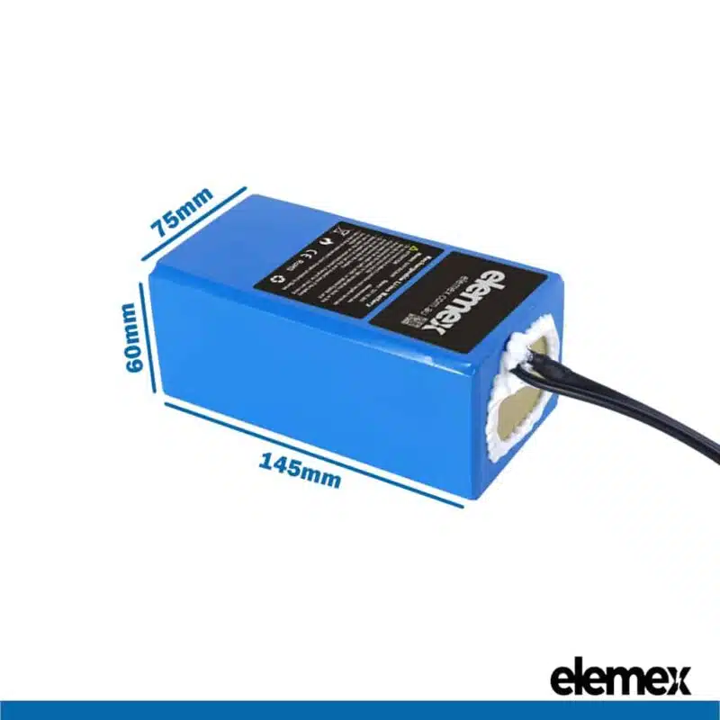 12V Wheelchair Battery 20Ah Rectangular eBike Pack Dimensions - Elemex