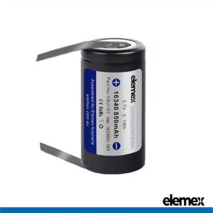 Solder Tabbed 16340 Battery U-Type - Elemex