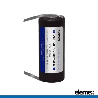 26650 Solder Tabbed Rechargeable Battery 5200mAh U-Type - Elemex