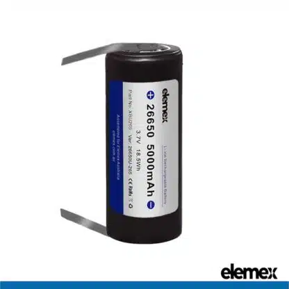 Solder Tabbed 26650 Battery 5000mAh U-Type - Elemex