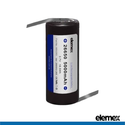 Solder Tabbed 26650 Battery 5000mAh Z-Type - Elemex