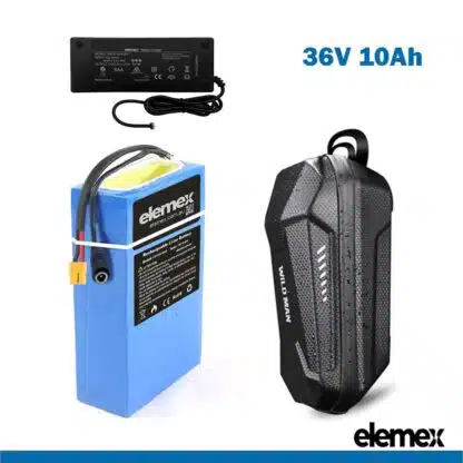 36V Lithium Battery 10Ah for Scooter eBike Golf Buggy and Mobility + Waterproof Case + Premium Charger - Elemex