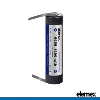Solder Tabbed 16650 Battery 1600mAh U-Type - Elemex