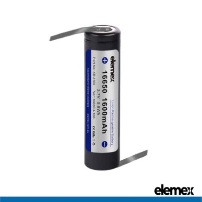 Solder Tabbed 16650 Battery 1600mAh Z-Type - Elemex