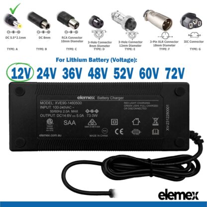 eBike Chargers 12V 5A - DC5.5 2.1mm Connector - elemex