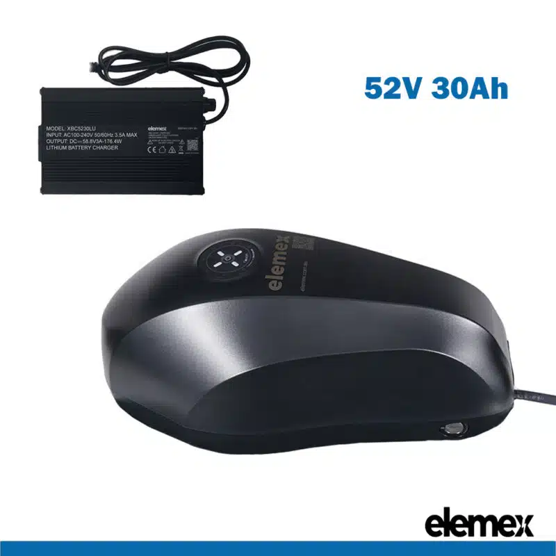 Fuel Tank Battery eBike 52V 30Ah Lithium Pack for eBike + Premium Charger - Elemex