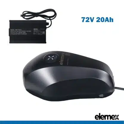 eBike 72 Volt Battery Pack 20Ah Fuel Tank Lithium + Charger - Elemex