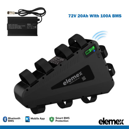 72V 20Ah eBike Triangle Battery + Charger 2A - 100A BMS - Elemex