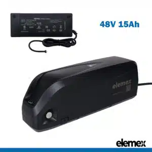 48V eBike Battery 15Ah Lithium Pack for up to 1500W Motor Downtube + Premium Charger - Elemex