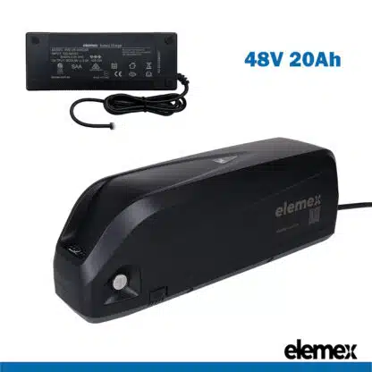 48V 20Ah eBike Battery Downtube Li-ion Pack for up to 2000W Motor Electric Bike + Premium Charger - Elemex