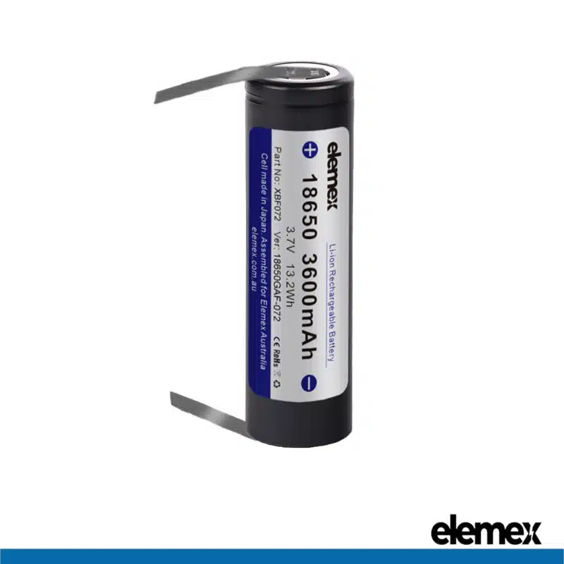 18650 Battery GAF with Solder Tabs - Elemex