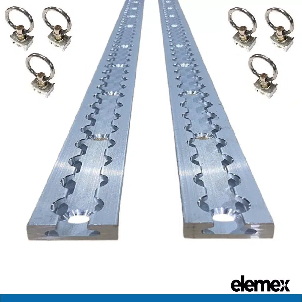 thumbnail image 2 of Elemex 1 Metre Anchor Track Tie Down Rail – 2x Track + 6x Rings, LTrack System, 2 Year Warranty 2 of 2