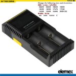 Nitecore D2 Professional Battery Charger Li-ion NiMH AA AAA 18650 26650 + Car Adapter - Elemex