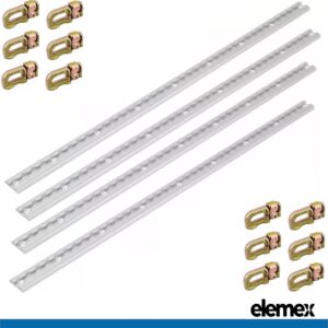 Tie Down Anchor Track Point Rail 1 Metre for Trailers and Caravans (4x Tracks + 12x Double Studs) - Elemex