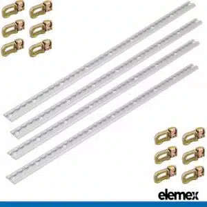 Tie Down Anchor Track Point Rail 1 Metre for Trailers and Caravans (4x Tracks + 12x Double Studs) - Elemex