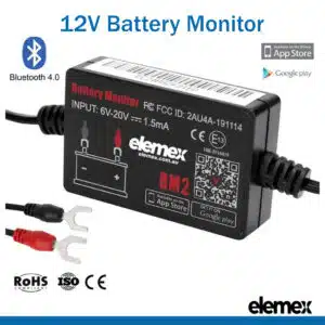 12V Battery Monitor Bluetooth 4.0 Voltage Meter Tester Auto Alarm Caravan Car Boat yacht - Elemex