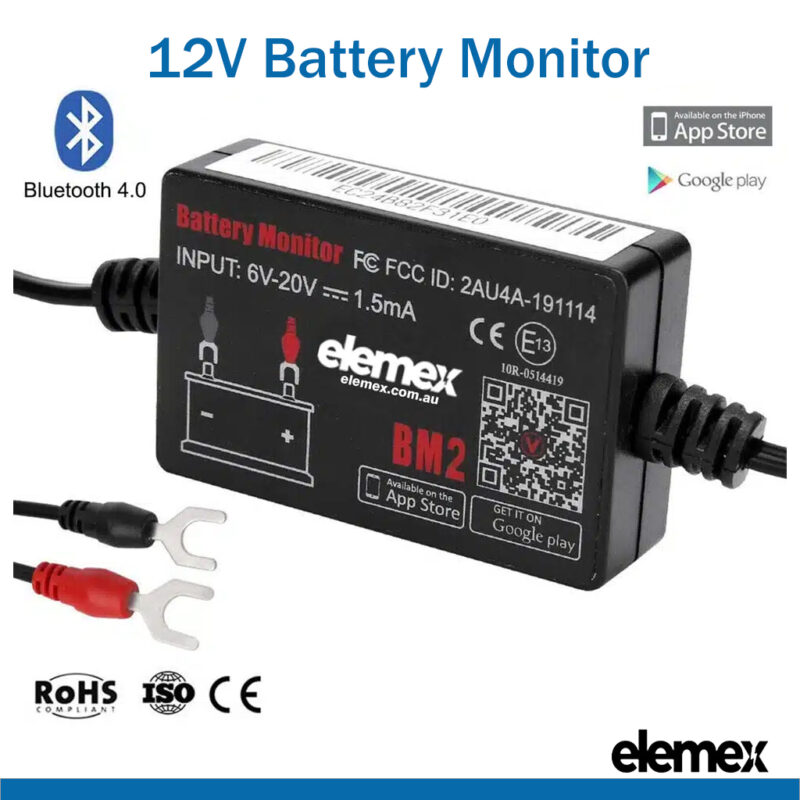 12V Battery Monitor Bluetooth 4.0 Voltage Meter Tester Auto Alarm Caravan Car Boat yacht - Elemex