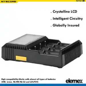 Nitecore D4 Professional Battery Charger Li-ion NiMH AA AAA 18650 26650 + Car Adapter Elemex