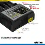 Nitecore SC4 Superb Battery Charger + Panasonic X4 NCR18650B Button Top Battery Elemex