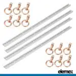 Tie Down Anchor Track Point Rail 1 Metre for Trailers and Caravans (4x Tracks + 12x Double Studs O Ring) - Elemex