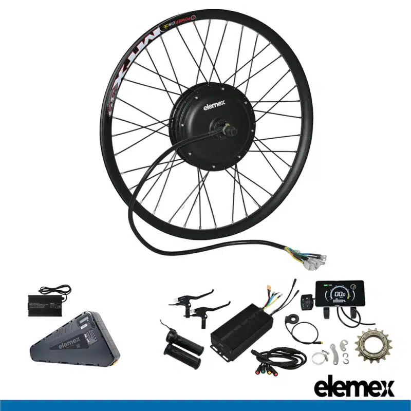eBike Kit Conversion with Triangle Battery and Charger Rear Hub Motor 5000W - Elemex eBike Kit Conversion with Triangle Battery and Charger Rear Hub Motor 5000W - Elemex