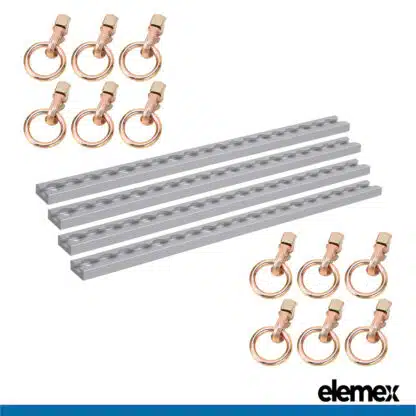 Tie Down Anchor Track Square + 12 Double Studs with O Ring - Elemex