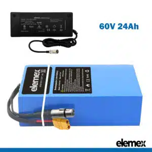 60V Battery 24Ah Rectangle Li-ion eBike Pack with BMS + Premium Charger - Elemex
