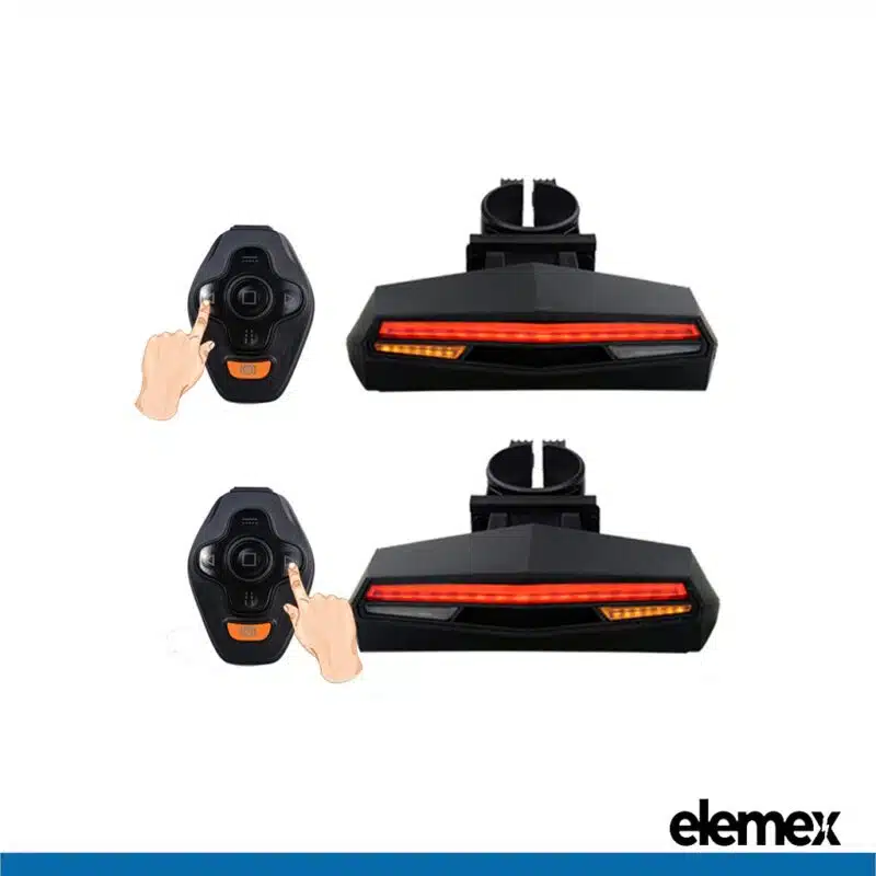 Bike Tail Light eBike Waterproof LED USB Rechargeable, Wireless Turn Signals & Brake Alert - Elemex