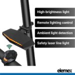 Bike Tail Light eBike Waterproof LED USB Rechargeable, Wireless Turn Signals and Brake Alert - Elemex