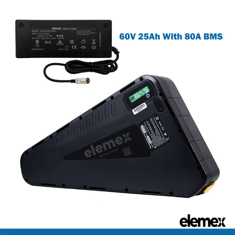  Battery for eBike 60V 25Ah Lithium Pack + Premium Charger - Elemex