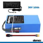 36V 10Ah Rectangle eBike Wheelchair Battery + Charger - Elemex