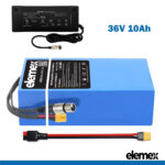 36V 10Ah Rectangle eBike Wheelchair Battery + Charger - Elemex