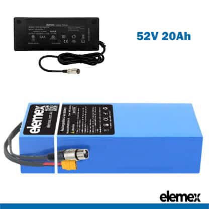52V 20Ah Lithium Battery Rectangle Pack + Premium Charger - Elemex