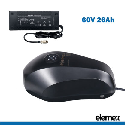 eBike 60V Battery Fuel Tank 26Ah Lithium Pack + Premium Charger - Elemex