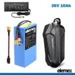 36V Lithium Battery 10Ah for Scooter eBike Golf Buggy and Mobility + Waterproof Case + Premium Charger - Elemex