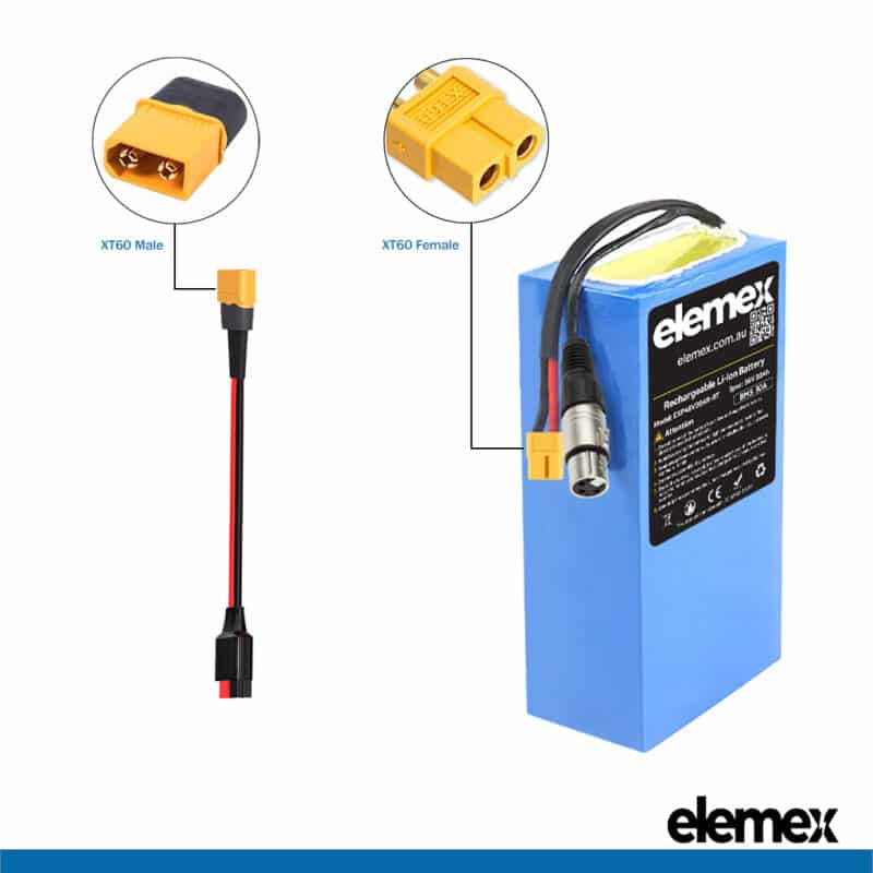 36V 10Ah Rectangle Battery Connector - Elemex